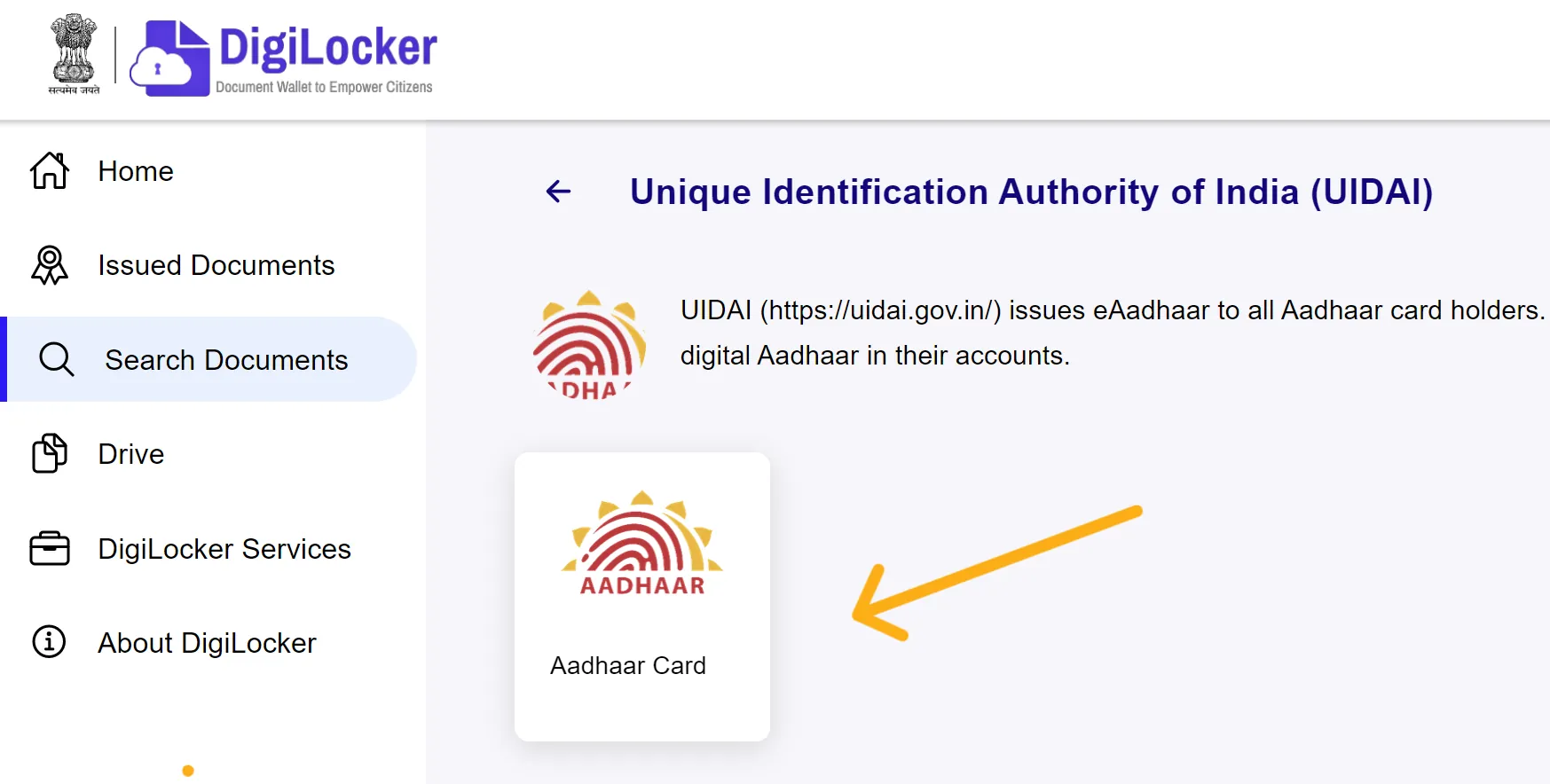 Aadhaar Card Download on DigiLocker